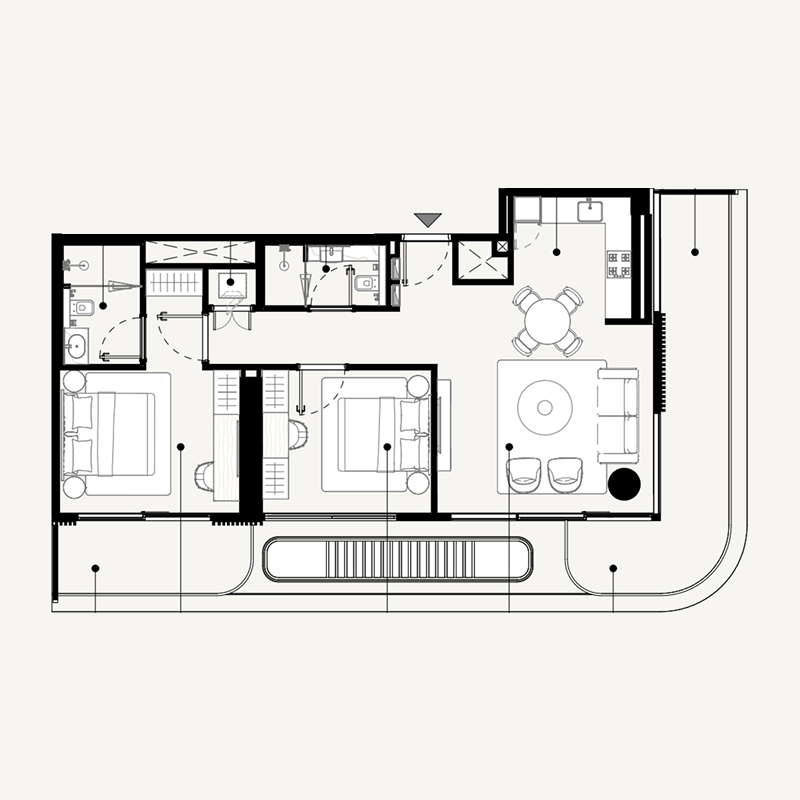 2 bedroom Apartments -  Azizi Abraham