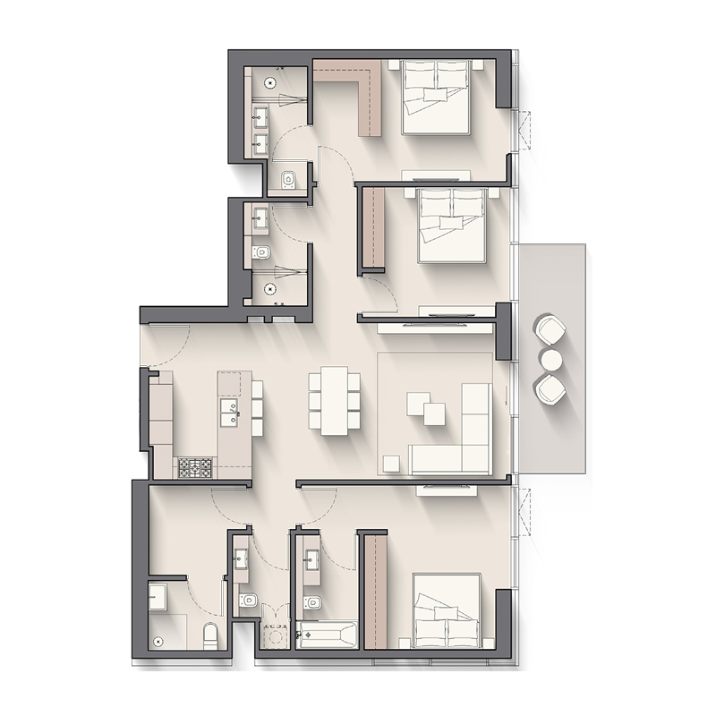 3 bedroom Apartments -  Riverton House