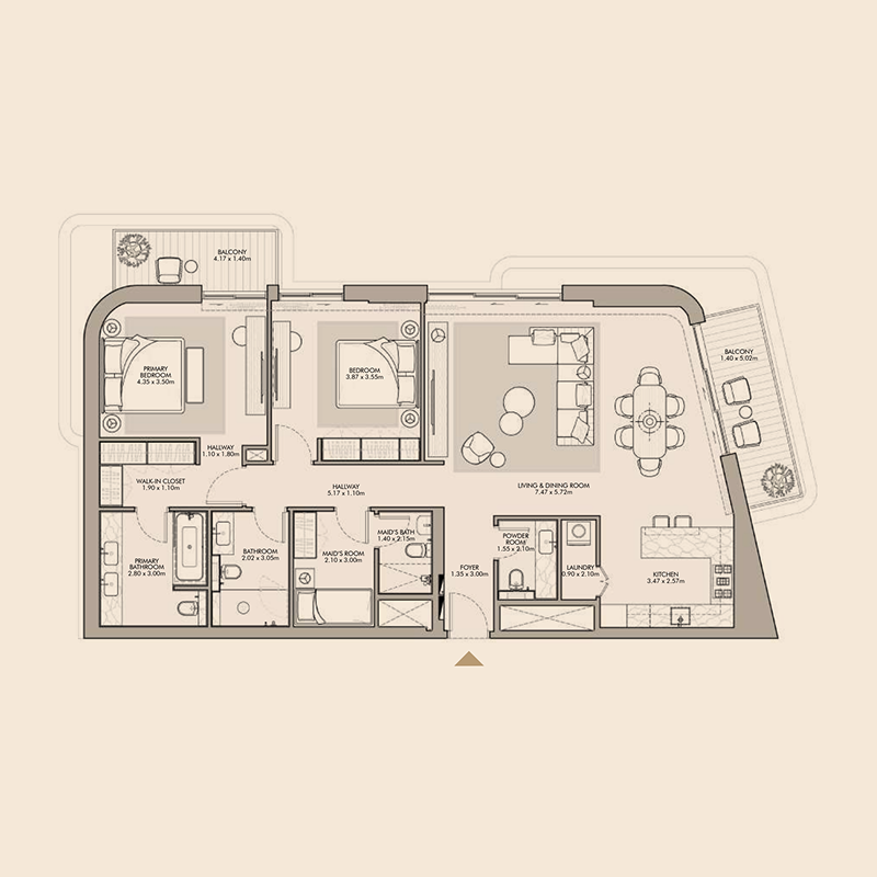 2,5 bedroom Apartments -  Nourelle