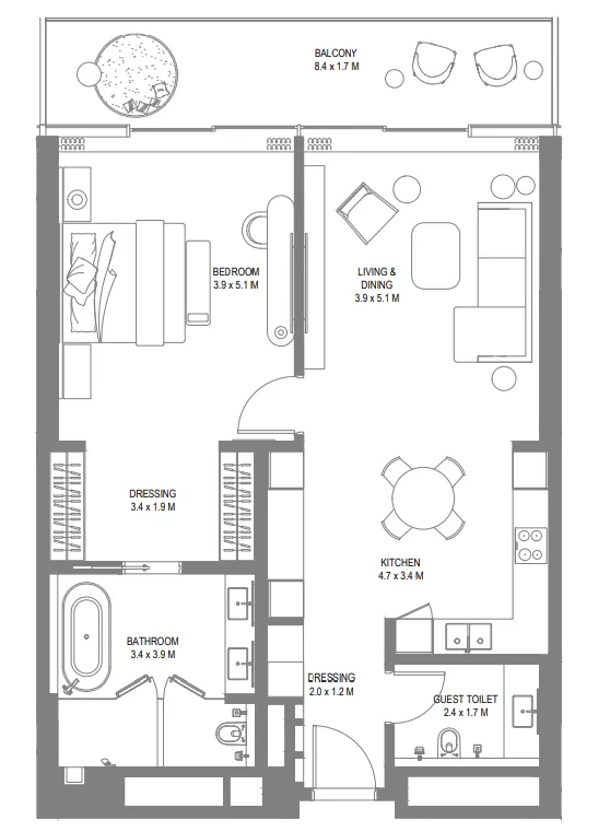 1.0 bedroom hotel apartments -  Anantara Sharjah Resort