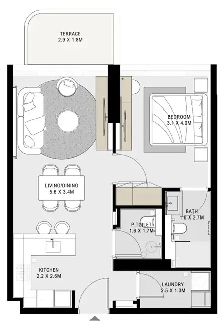 1.0 bedroom apartments -  Cove Grand