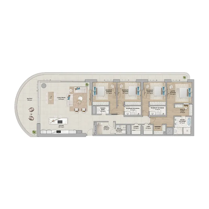 4.5 bedrooms apartments -  Fahid Beach Terraces