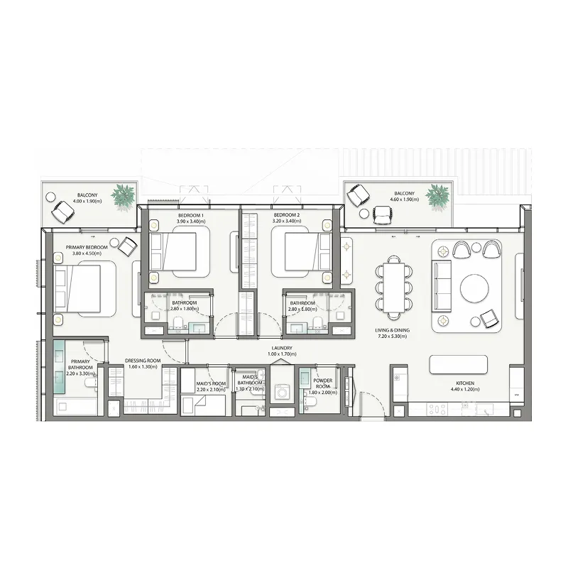 3.5 bedrooms apartments -  Palm Central Private Residences