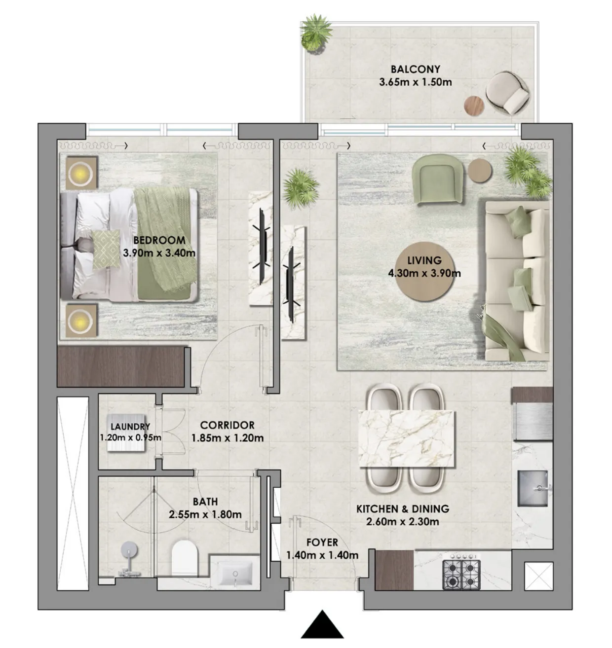 1.0 bedroom apartments -  Palace Residences Hillside