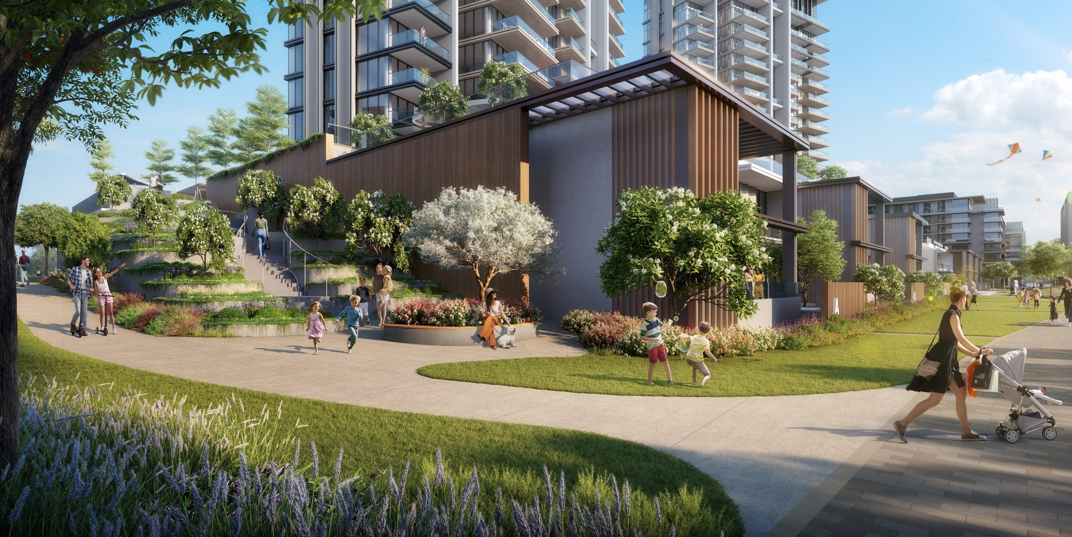 Stepped Landscaping Connecting The Private Area